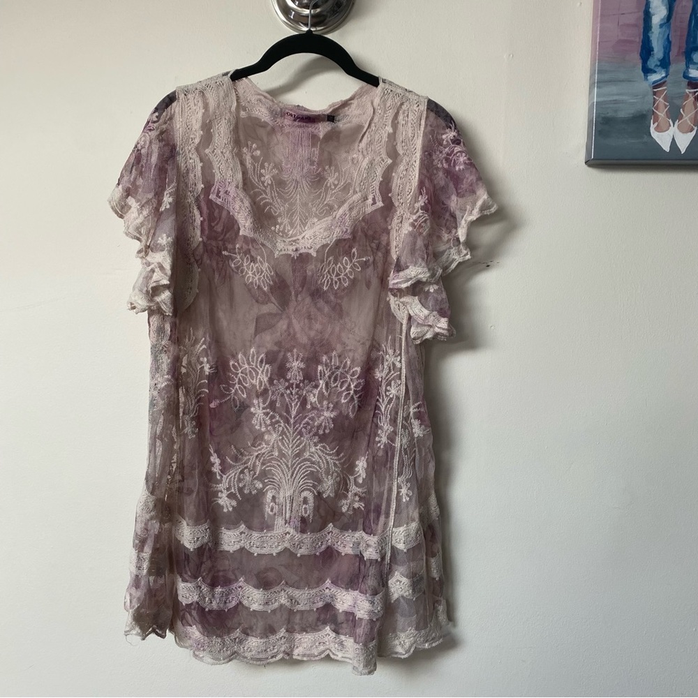 Origami mesh crochet tunic